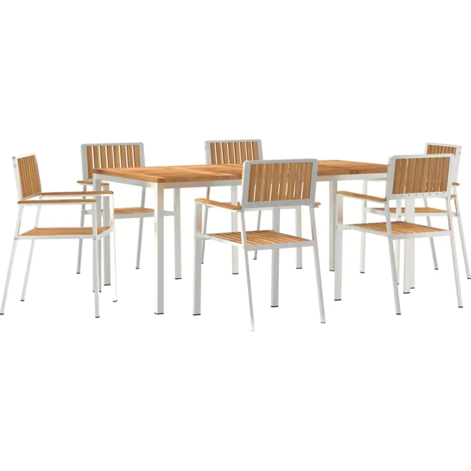vidaXL Buiten eettafelset 7 st 180 x 90 x 75 cm Bruin