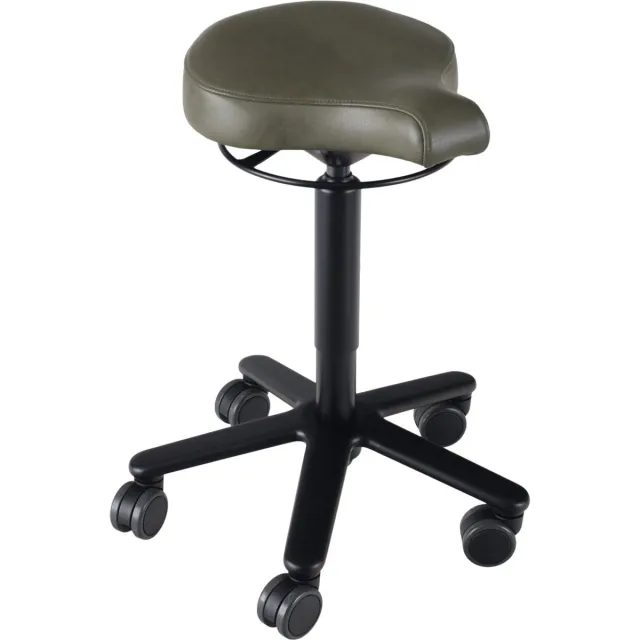 Wesjon Biker zadelkruk leer Moss - zwarte gaslift en kruispoot - leder bekleding – kleur Moss