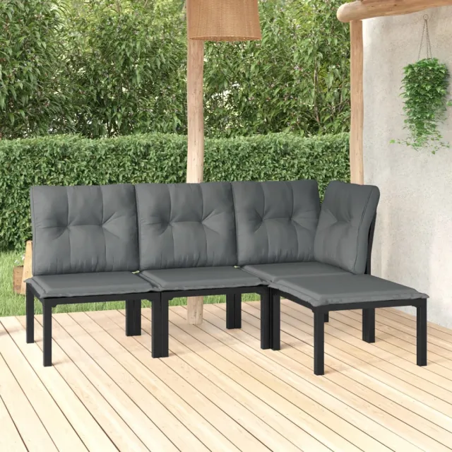 vidaXL 4-delige Loungeset poly rattan zwart en grijs, foto 2