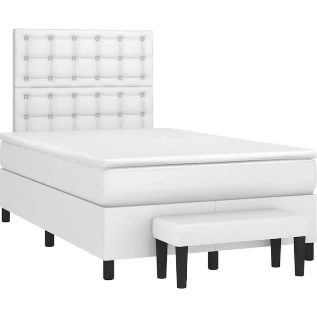 vidaXL Boxspring met matras kunstleer wit 120x190 cm