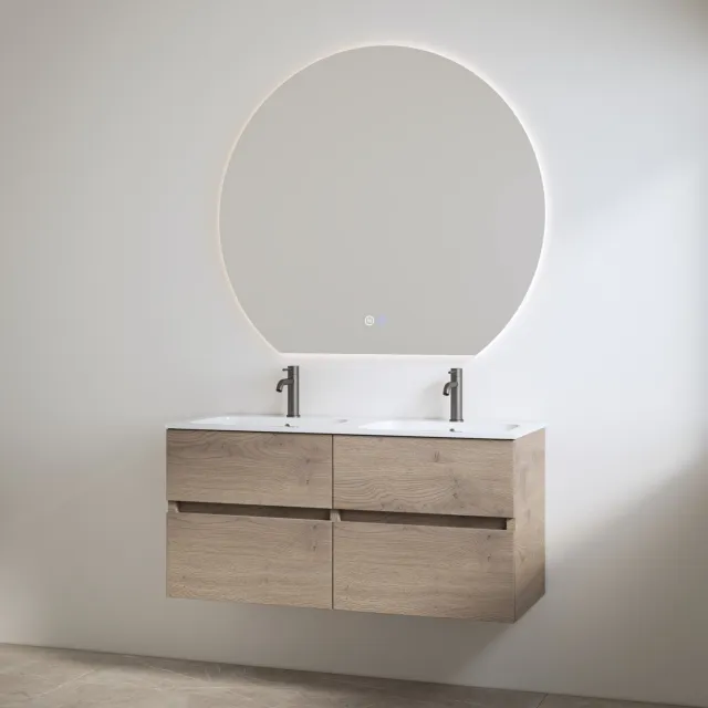 Best Design Duo Wastafel 2 Kraangaten met Onderkast Best Design Bora 120 cm Hout