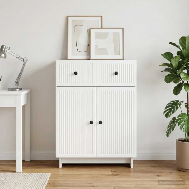 vidaXL Dressoir Hoogglans Wit 66 x 34,5 x 90 cm Bewerkt hout