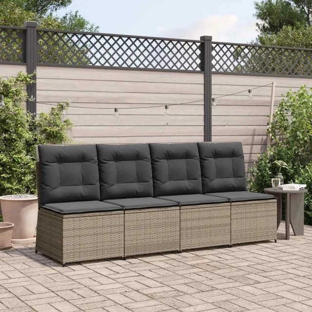 vidaXL Tuinbank Grijs poly rattan, foto 2
