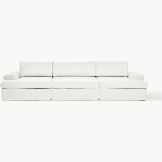 Westwing Collection Modulaire bank Russell (4-zits) met afneembare hoezen Wit