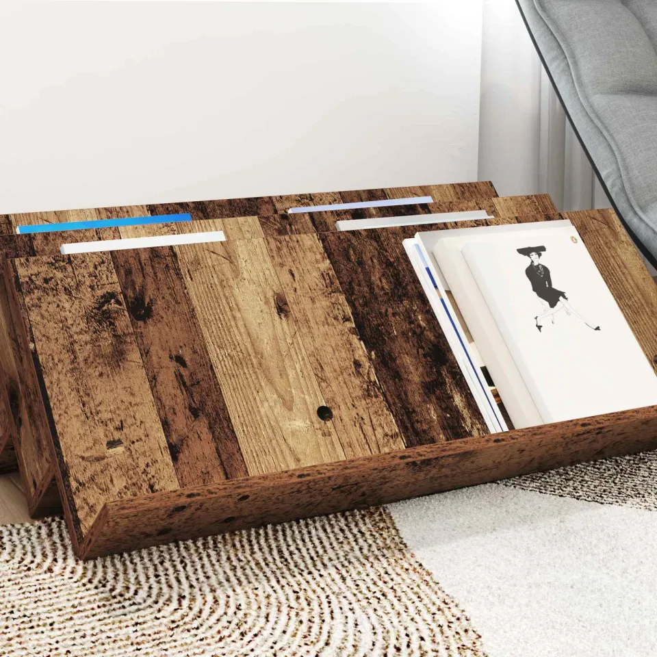 vidaXL Tijdschrift Rek Oudhout 90 x 53 x 28,5 cm Bewerkt hout bruin, foto 4