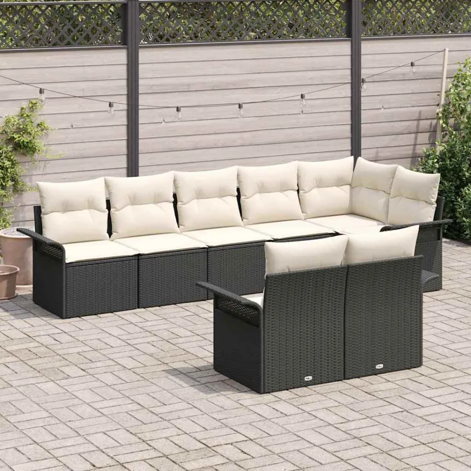 vidaXL Tuin Sofa Set 8 st Zwart poly rattan, foto 3