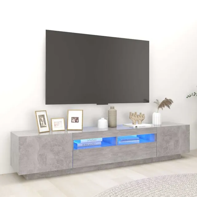 vidaXL Tv-meubel met LED-verlichting 200x35x40 cm betongrijs grijs, foto 2