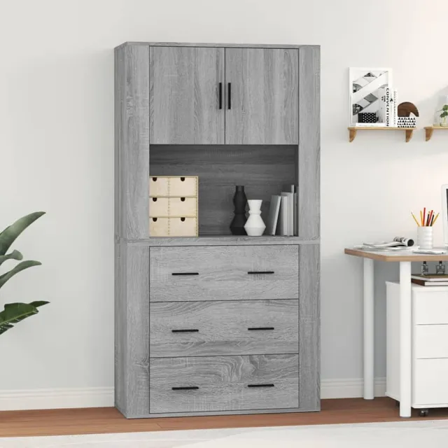 vidaXL Hoge kast bewerkt hout grijs sonoma eikenkleurig