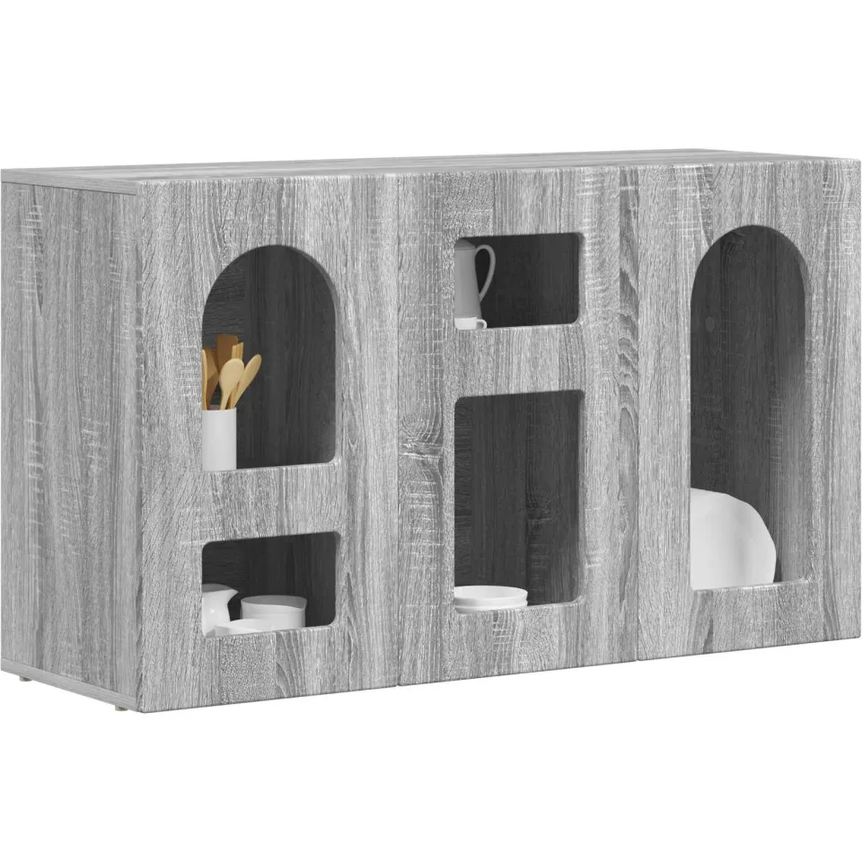 vidaXL Dressoir ELST Grijs Sonoma 100 x 35 x 59 cm Bewerkt hout