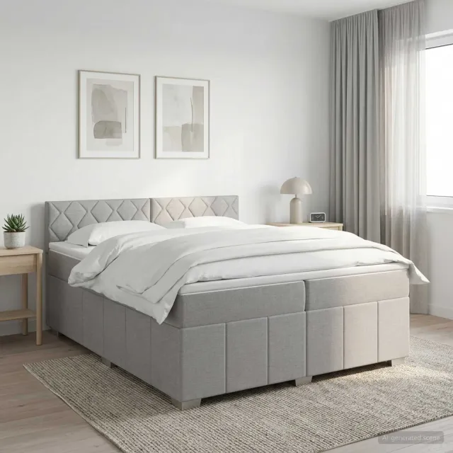 vidaXL Boxspringbed met matras Lichtgrijs 200 x 200 cm Stof