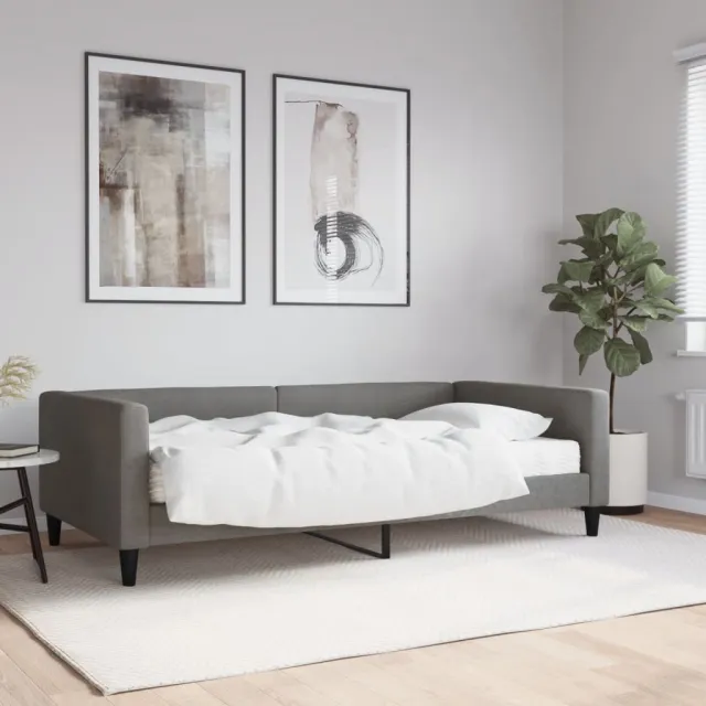 vidaXL Slaapbank met matras 100x200 cm stof donkergrijs grijs
