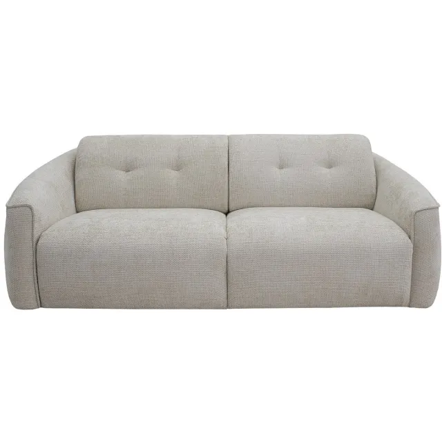 Vente-unique Driezitsslaapbank met snelle uitklapmechanisme in beige getextureerde stof - Slaapbreedte 140 cm - Matras 13 cm traagschuim ASUFA