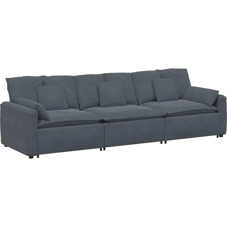 vidaXL Modulaire bank met kussens donkergrijs grijs, foto 3