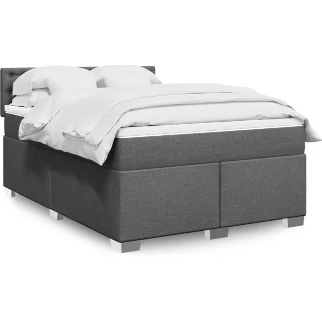 vidaXL Boxspring met matras stof donkergrijs 140x200 cm grijs