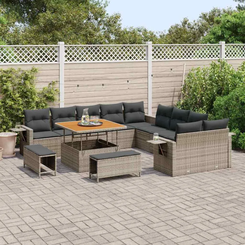 vidaXL Tuin Sofa Set 13 st Grijs poly rattan, foto 3