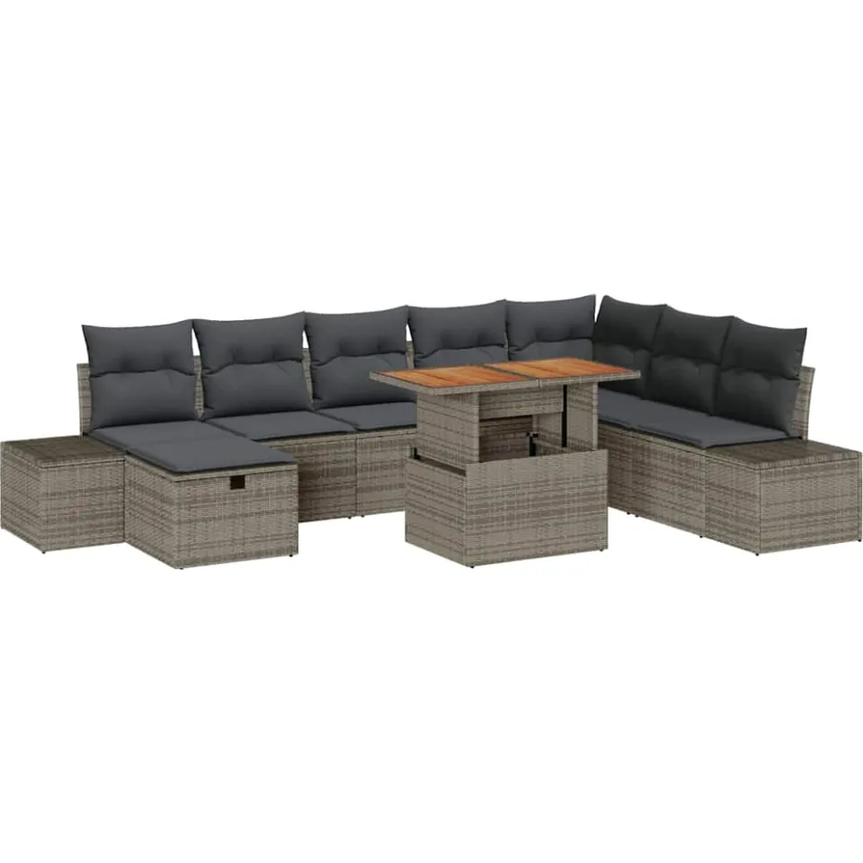vidaXL Tuin Sofa Set 9 st Grijs Poly riet