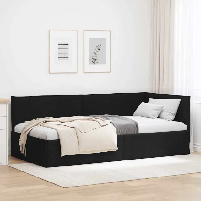vidaXL Hoekbedframe Zwart 80 x 200 cm Stof