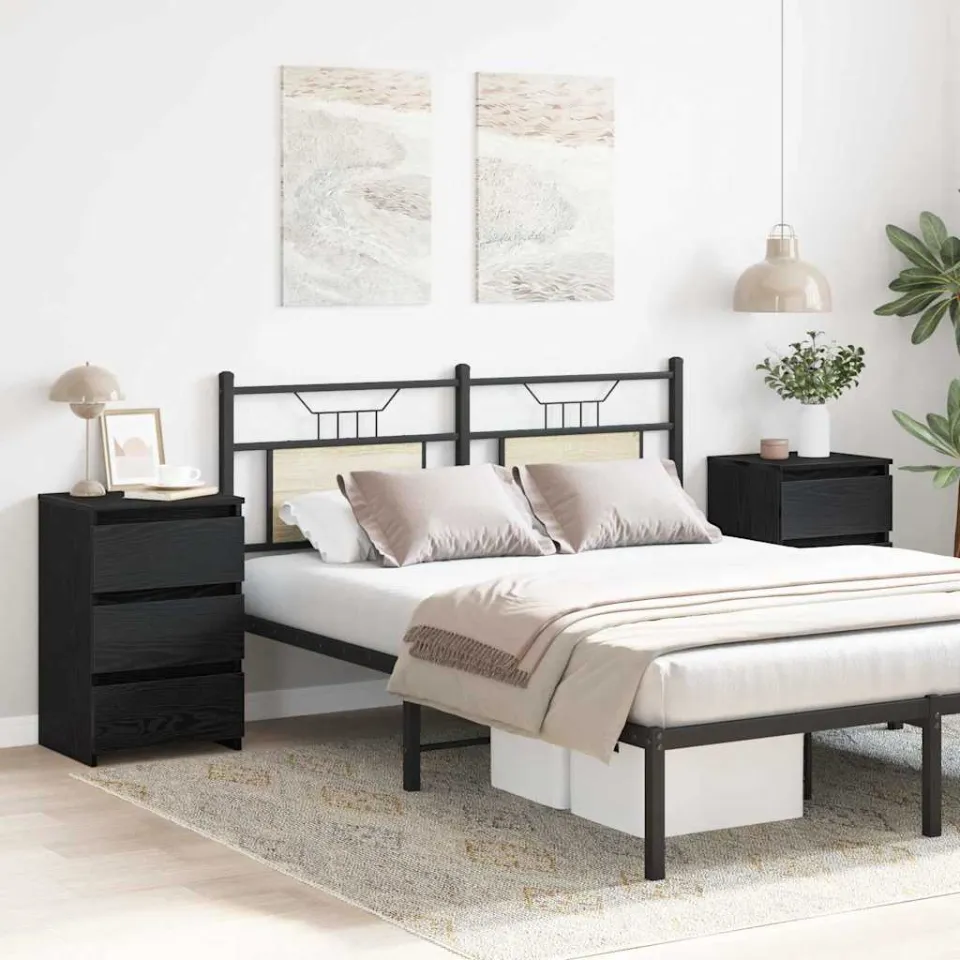 vidaXL Nachtkastje 2 st Zwart Eiken 40 x 35 x 62,5 cm Bewerkt hout, foto 4