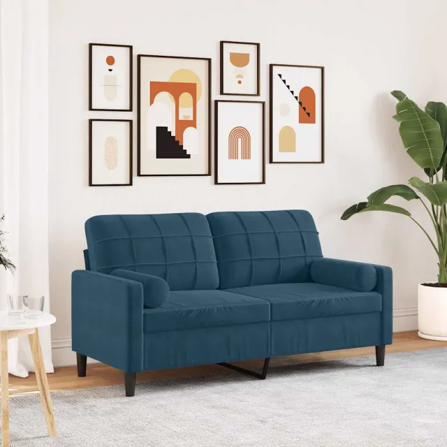 vidaXL Tweezitsbank met sierkussens 140 cm fluweel blauw