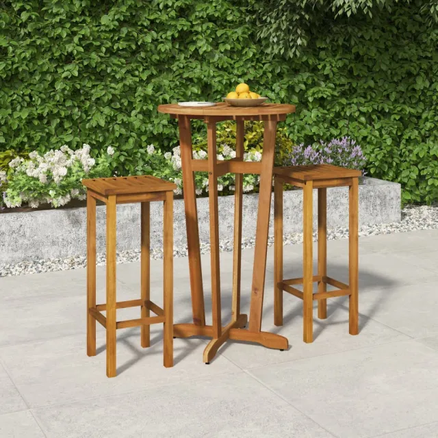 vidaXL 3-delige Tuinbarset massief acaciahout Bruin