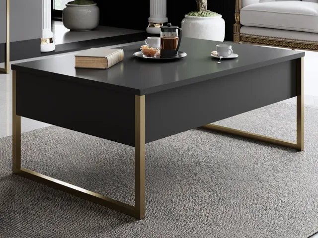 Mobistoxx Salontafel LUXANA 90 cm antraciet/goud