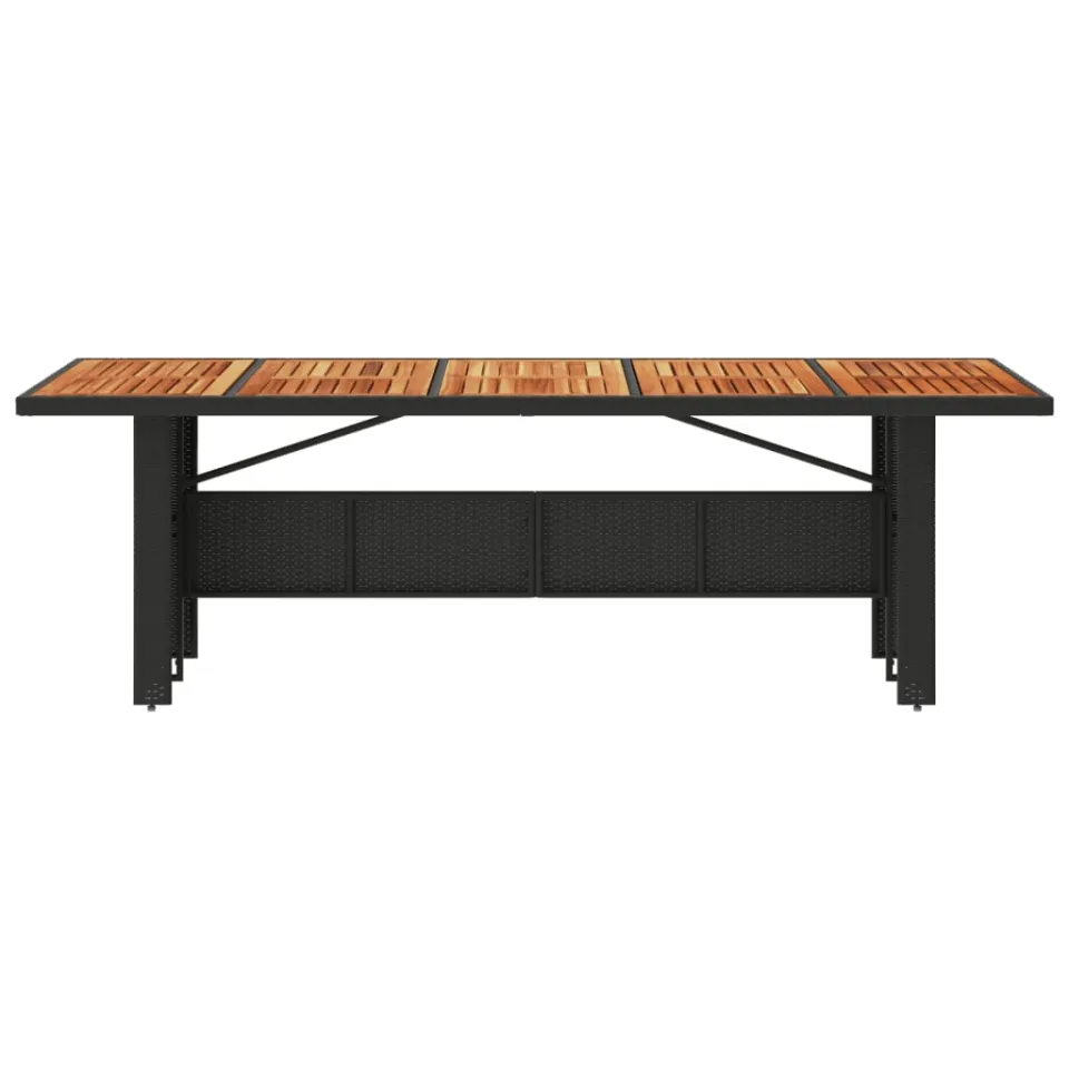 vidaXL Tuintafel met acaciahouten blad 240x90x75 cm poly rattan zwart, foto 4
