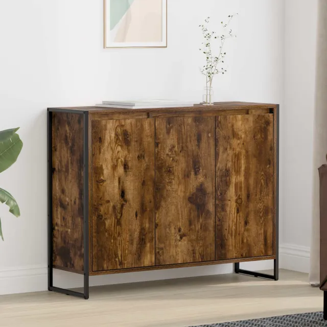vidaXL Bijzetkast Gerookt eiken 96,5 x 30 x 75 cm Bewerkt hout