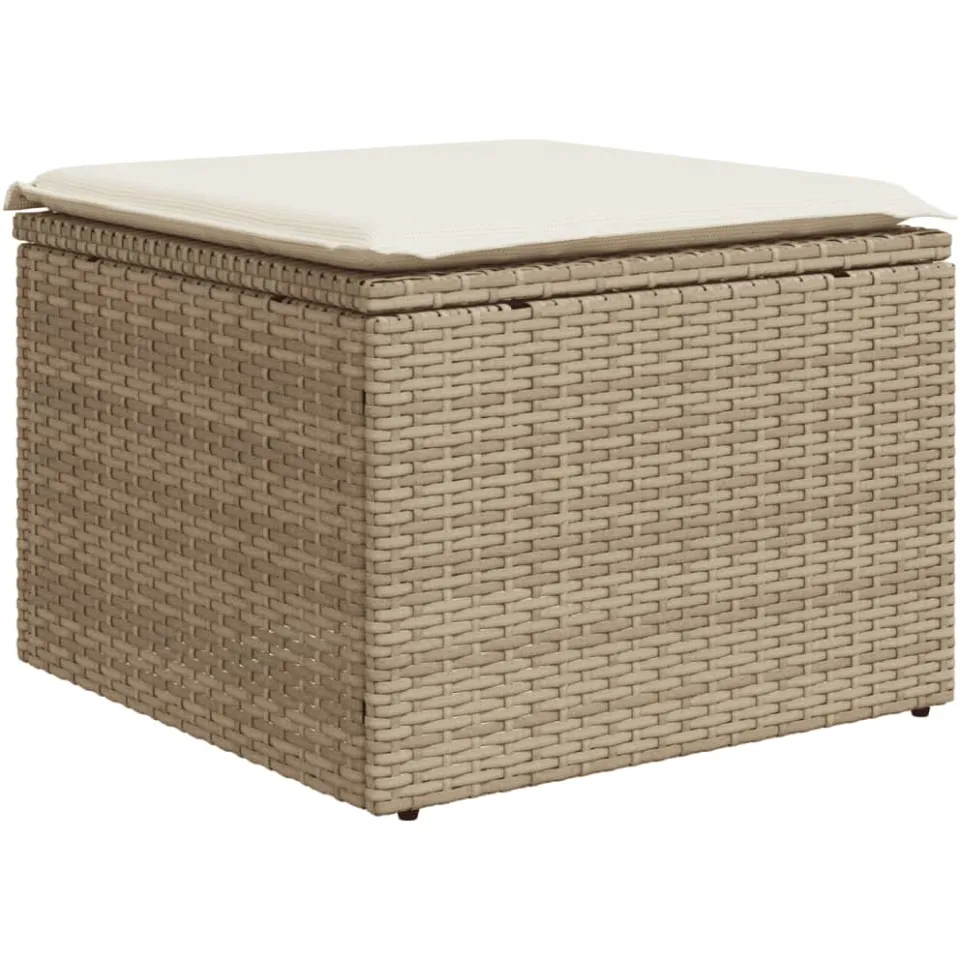 vidaXL 6-delige Loungeset met kussens poly rattan beige, foto 4