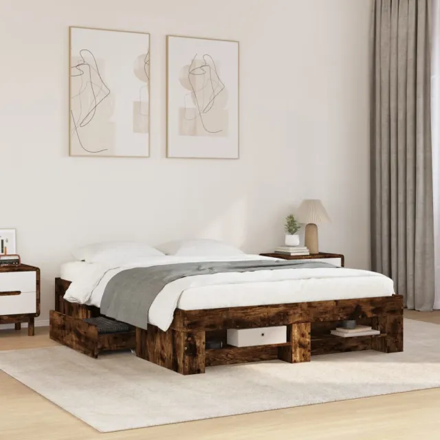 vidaXL Bedframe zonder matras hout gerookt eikenkleurig 120x200 cm Bruin