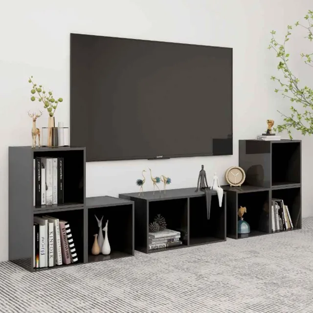 vidaXL 6-delige Tv-meubelset bewerkt hout hoogglans grijs, foto 2