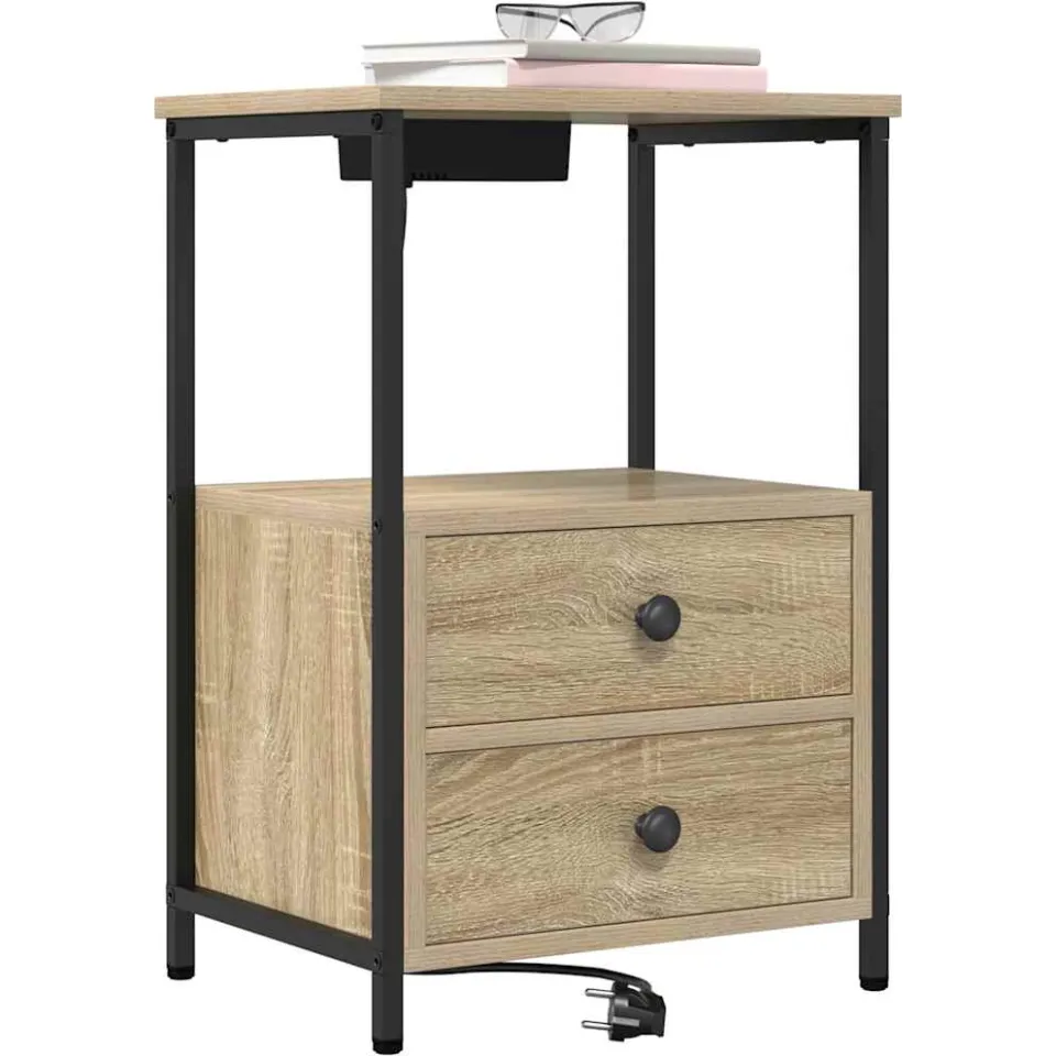 vidaXL Nachtkastje 2 st Sonoma Eiken 40 x 31 x 60 cm Bewerkt hout Bruin