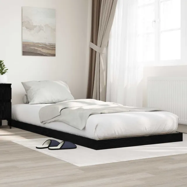 vidaXL Vloer bedframe Zwart Eiken 75 x 190 cm Bewerkt hout