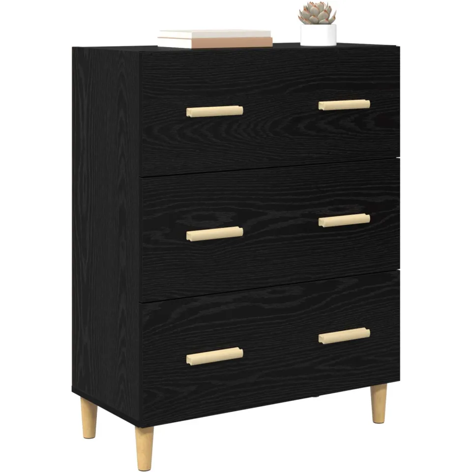 vidaXL Dressoir Zwart Eiken 69,5 x 34 x 90 cm Bewerkt hout