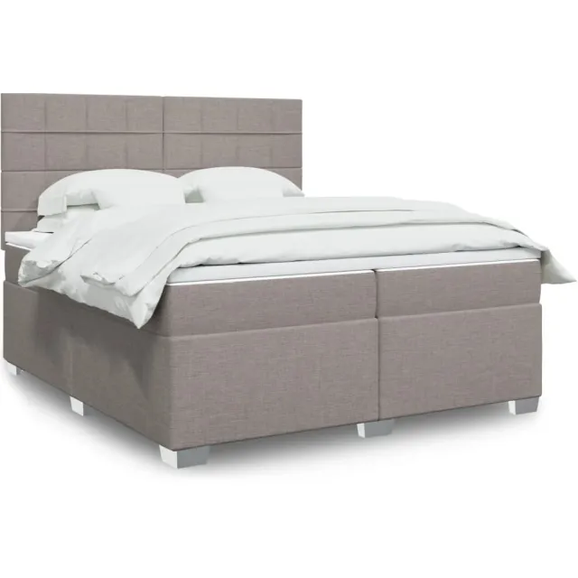 vidaXL Boxspring met matras stof taupe 200x200 cm