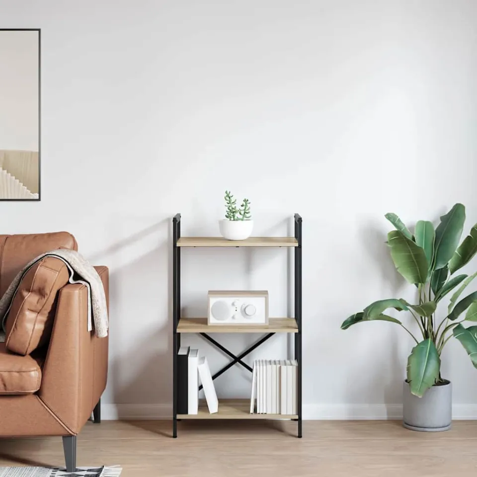 vidaXL Boekenkast 3-laags 56 x 34 x 96 cm Bewerkt hout Sonoma Eiken, foto 4