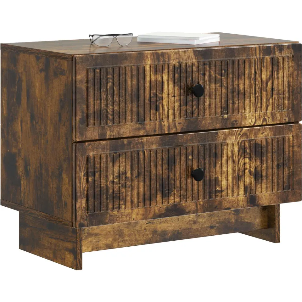 vidaXL Nachtkastje Gerookt eiken 62 x 34,5 x 47,5 cm Bewerkt hout Bruin