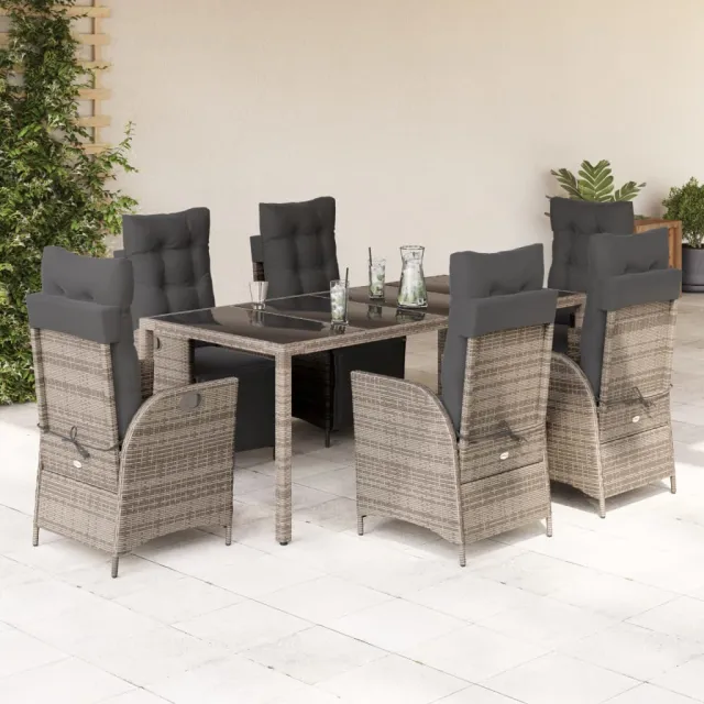 vidaXL 9-delige Tuinset met kussens poly rattan grijs, foto 2