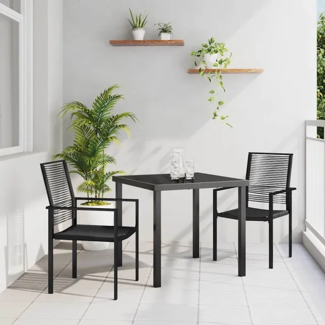 vidaXL Tuin eettafelset 3 st Zwart Gepoedercoat staal, foto 2