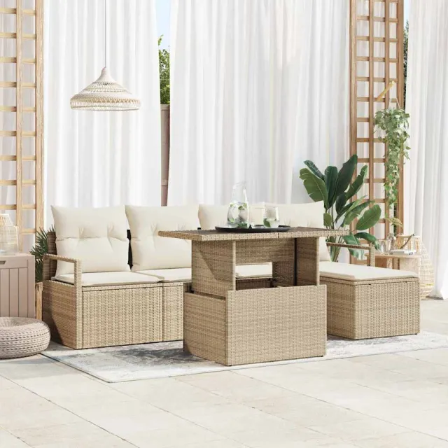 vidaXL Tuin Sofa Set 6 st poly rattan Bruin