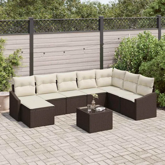 vidaXL Tuin Sofa Set 8 st Bruin en Crème poly rattan, foto 2