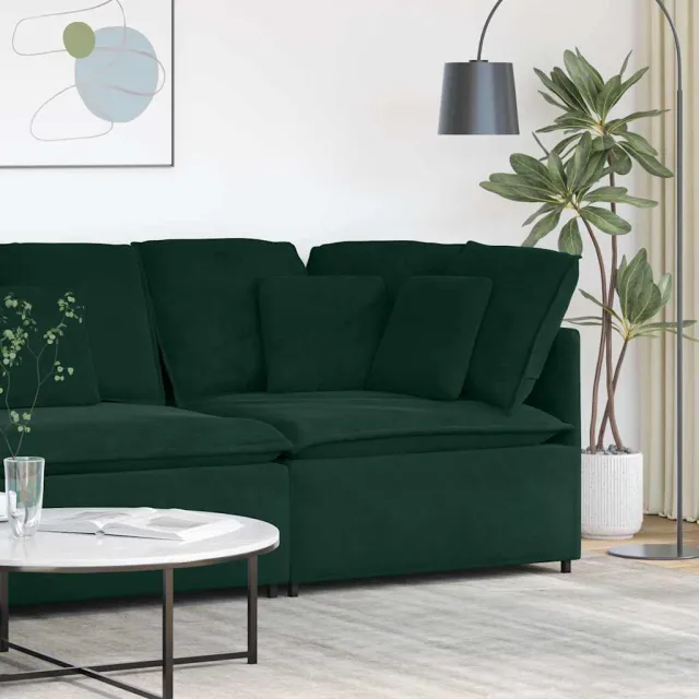 vidaXL Modulaire bank hoekmodule met kussens 100 cm donkergroen