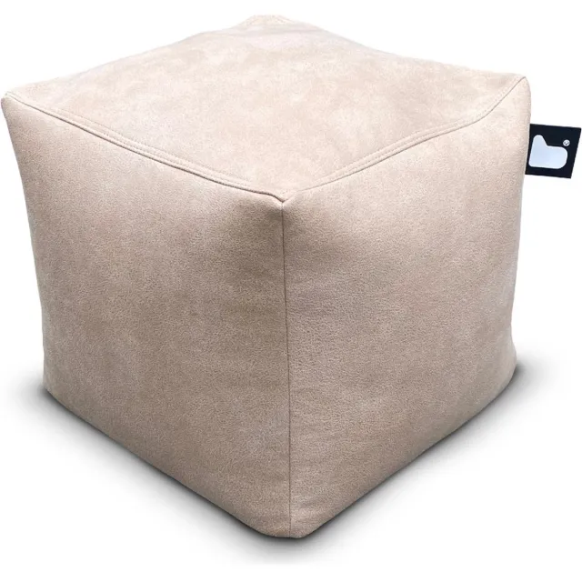 Extreme Lounging b-box luxury - vierkante poef - voor binnen - comfortabele leatherlook - 40x40cm - Latte Crème