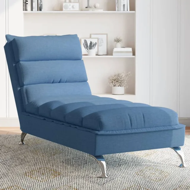 vidaXL Chaise longue met kussens stof blauw, foto 2