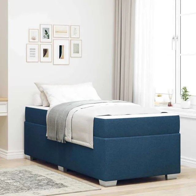 vidaXL Bedframe met matras Blauw 90 x 200 cm Stof