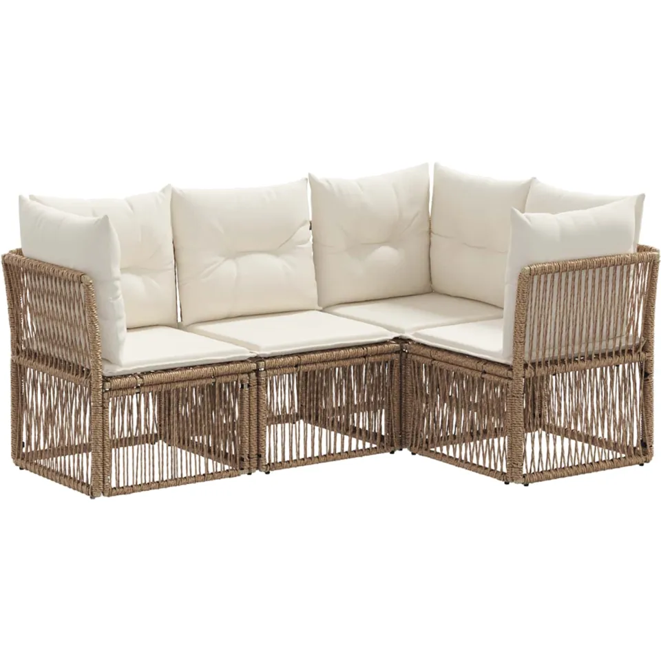 vidaXL Tuinbankenset 4 st 4-zits Beige poly rattan