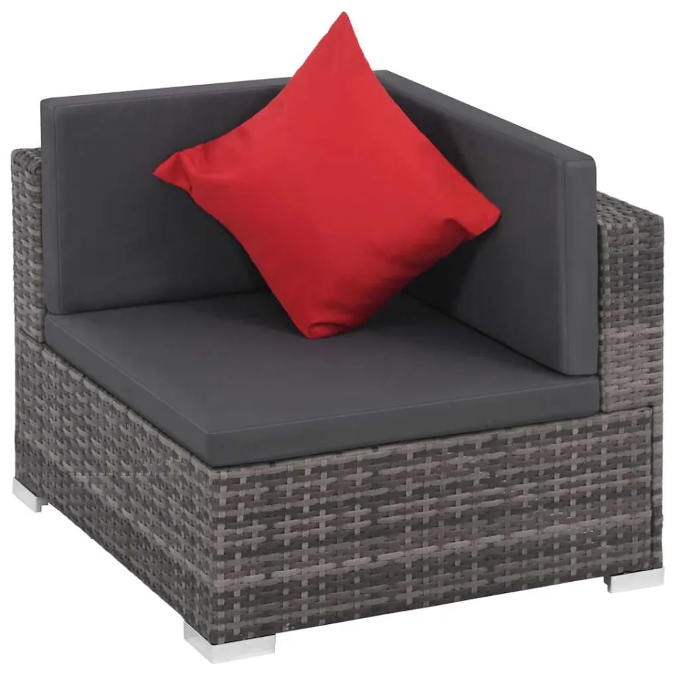 vidaXL 8-delige Loungeset met kussens poly rattan grijs, foto 3