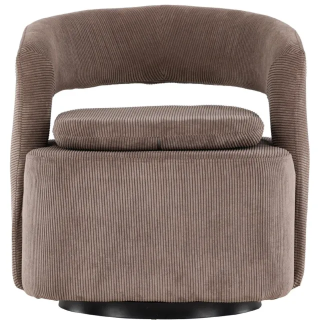 Nest of Nora Draaibare fauteuil Ellan - Lounge stoel - Bruin ribstof