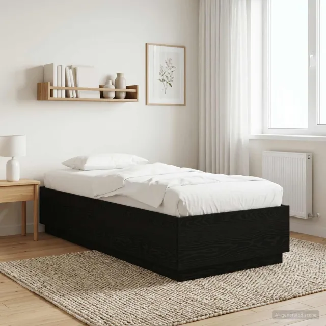 vidaXL Bedframe Zwart eiken 80 x 200 cm Bewerkt hout
