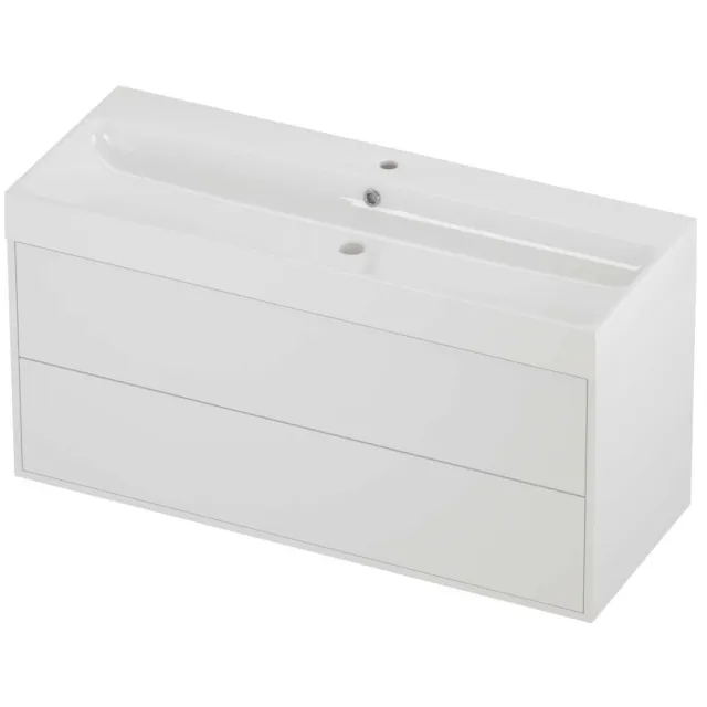 Proline Podium Badmeubelset Polystone Loft 1 Kraangat Voor Grepen 120x46x62 cm Glans Wit Mat White Mat Wit