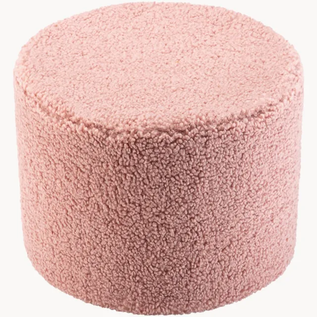 Wigiwama Kinderpoef Sugar uit teddy, Ø 40 cm Dieproze, Roze